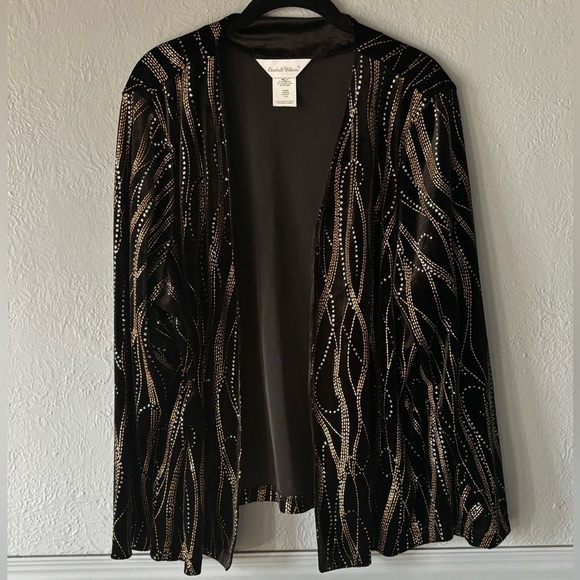 Elisabeth Williams | velvet | bling | open front | jacket | XL - Picture 1 of 8